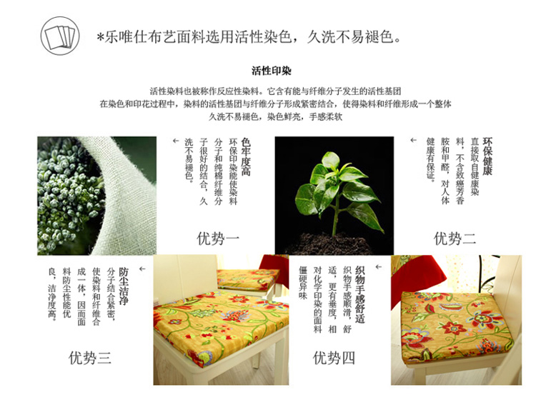 乐唯仕2条装椅垫坐垫纯棉布艺花植学生椅子垫夏凉沙发办公室靠垫 古洛特 40*40CM*3(2个装)