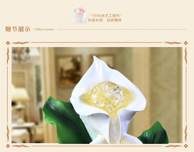 树脂摆件乔迁新居礼品客厅流水加湿器家居装饰摆设招财风水轮流水摆件 绿色