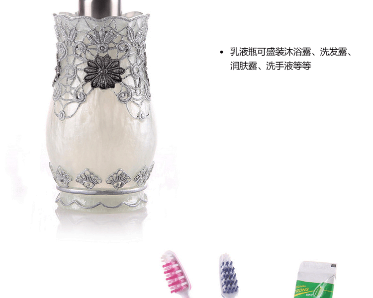 
                                        欧式卫浴五件套简约洗漱套装卫生间纸巾盒摆件 情侣结婚精美礼品 银色五件套+托盘                