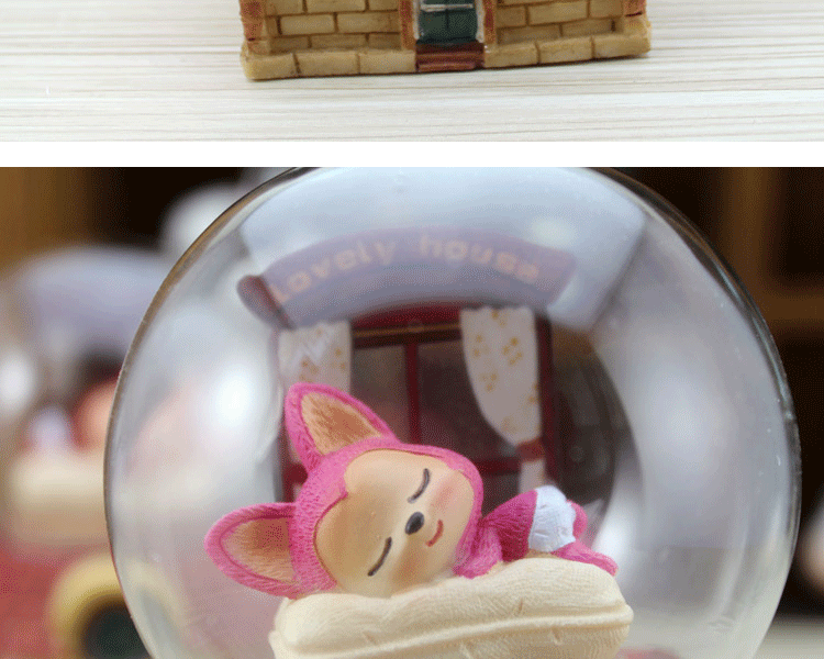 阿狸玻璃球手摇款天空之城音乐铃卡通音乐盒创意生日礼物礼品 粉色阿狸