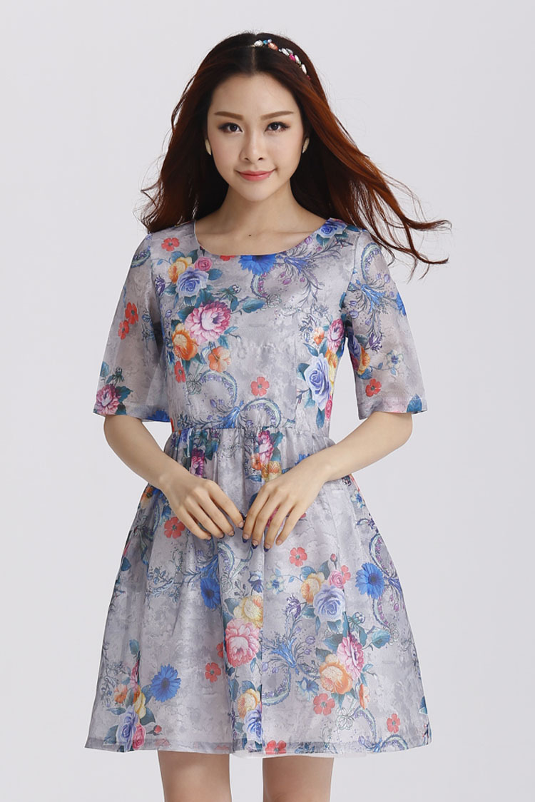 C.o.d. 2015 Summer new stylish casual temperament classic Korean large Fat MM Sau San fifth cuff OSCE root yarn stamp dress gray XL Photo, prices, brand platters! The elections are supplied in the national character of distribution, so action, buy now enjoy more preferential! As soon as possible.