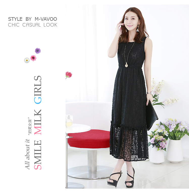 C.o.d. 2015 Summer new dresses sourcing Korean new summer, lace stylish look long skirt black XXXL picture, prices, brand platters! The elections are supplied in the national character of distribution, so action, buy now enjoy more preferential! As soon as possible.