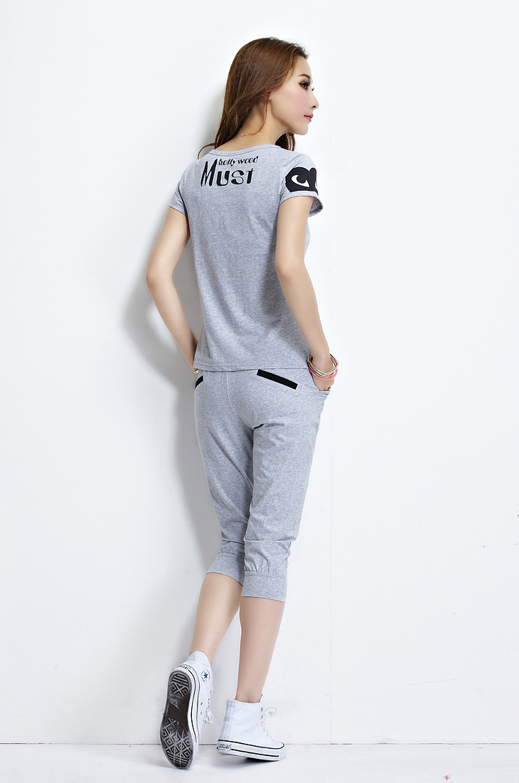 Auberge 2015 summer new Korean fashion sport and leisure package female beauty graphics thin short-sleeve 7 pants two-piece gray XXL pictures, price, brand platters! Elections are good character, the national distribution, so why buy now enjoy more preferential! Health