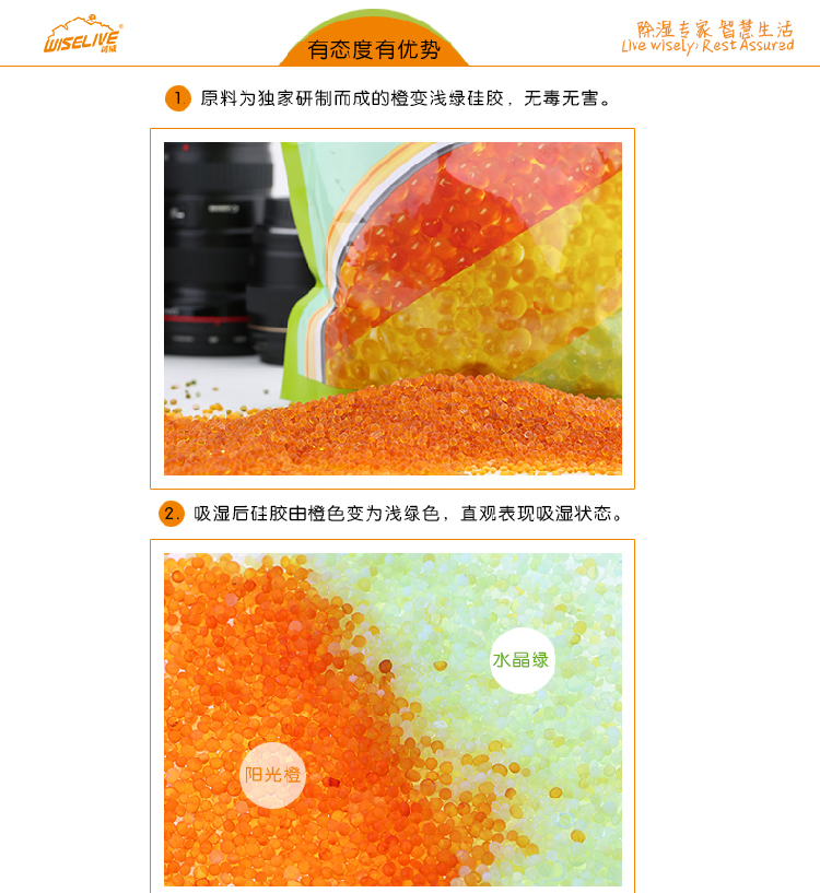 
                                                                                利威新品 相机单反镜头电子变色硅胶除湿吸湿干燥剂防潮珠重复使用                