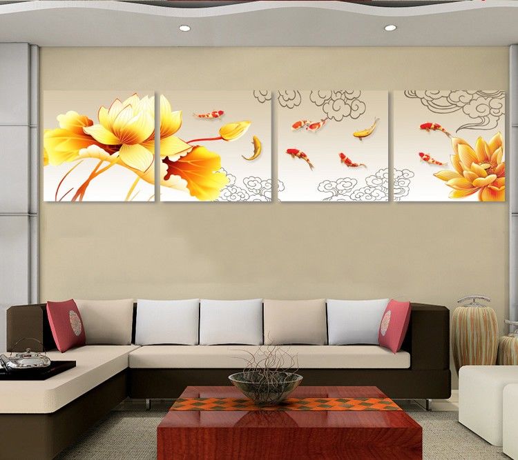
                                        艺轩客厅装饰画冰晶无框画家和万事兴现代简约沙发背景墙餐厅卧室挂画九尾鱼 富贵有余 60*60/冰晶玻璃面                