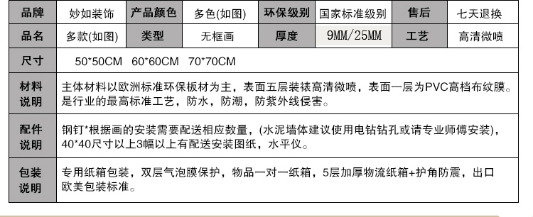妙如 客厅装饰画无框画现代简约中式挂画卧室餐厅壁画沙发背景墙三联画 大展宏图 70*70*3 三件套25MM厚