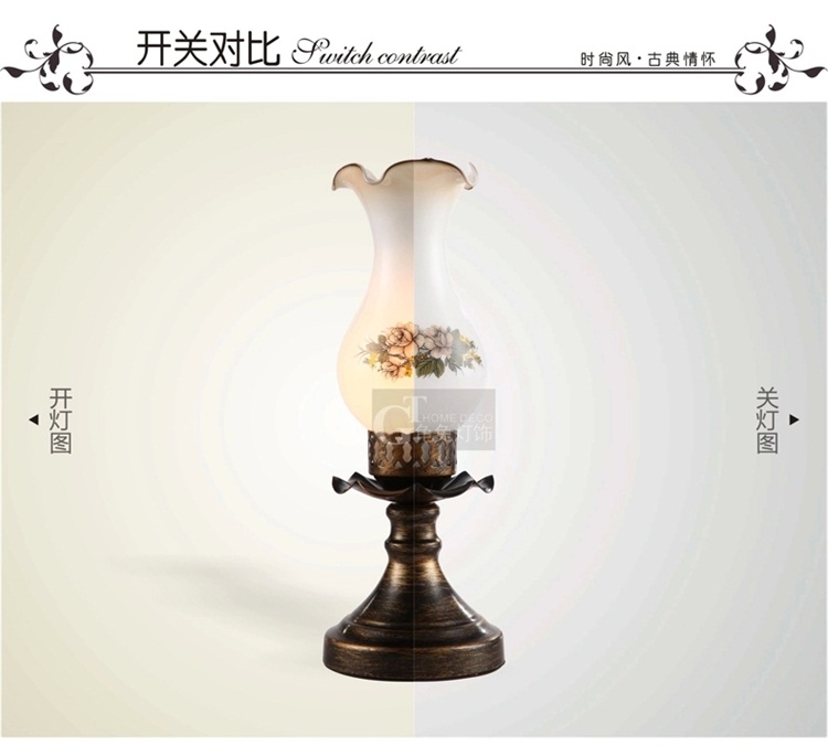 【龟兔】台灯怀旧书房台灯婚庆卧室床头台灯美式乡村实用可调光473