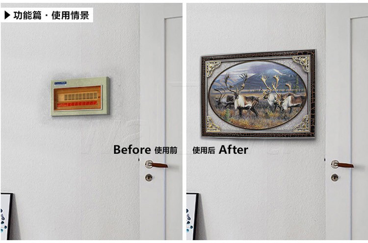 英伦欧堡 立体浮雕实木电表箱装饰画 可推拉配电箱壁画欧式客厅电闸挂画 YZG5010A款长方形. 独立