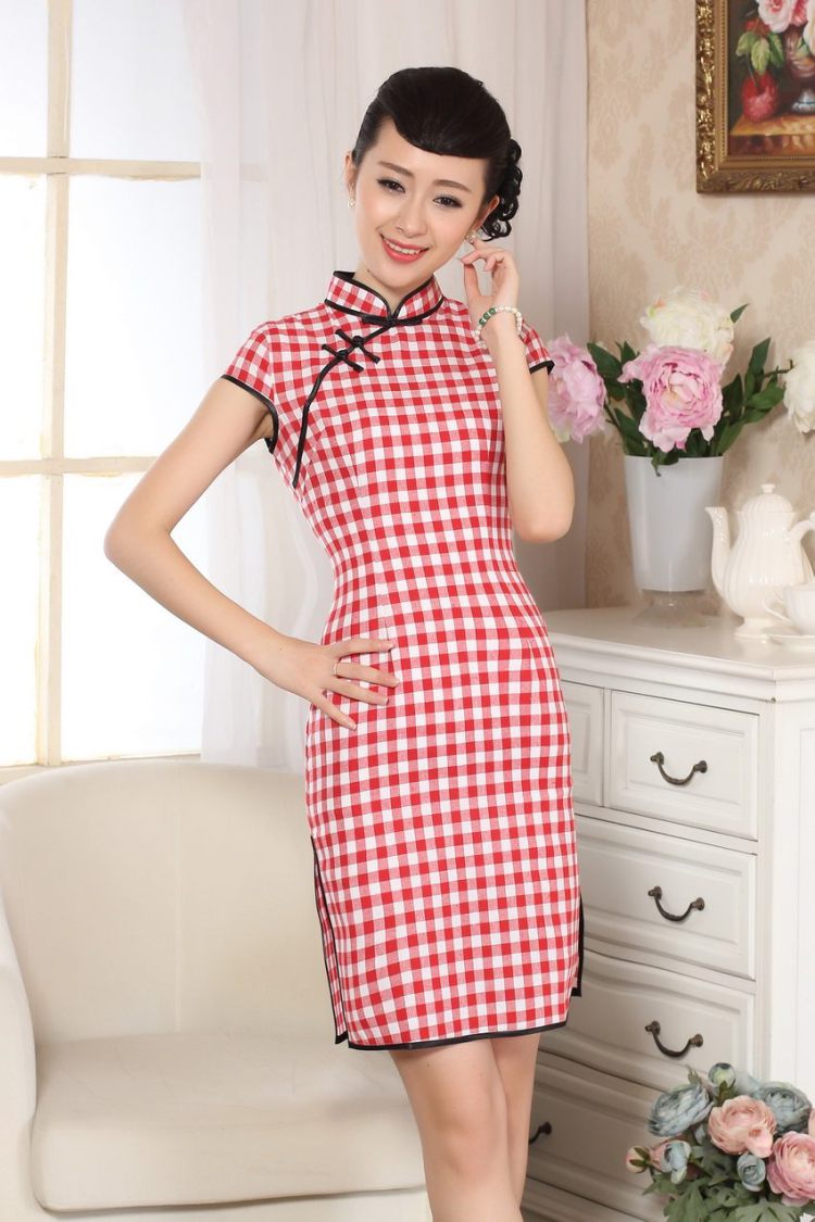 For Pont Sondé Diane cotton the retro plaid short-sleeved qipao improved daily republic of linen clothes summer cheongsam dress D 0247 XXL pictures, price, brand platters! Elections are good character, the national distribution, so why buy now enjoy more preferential! Health