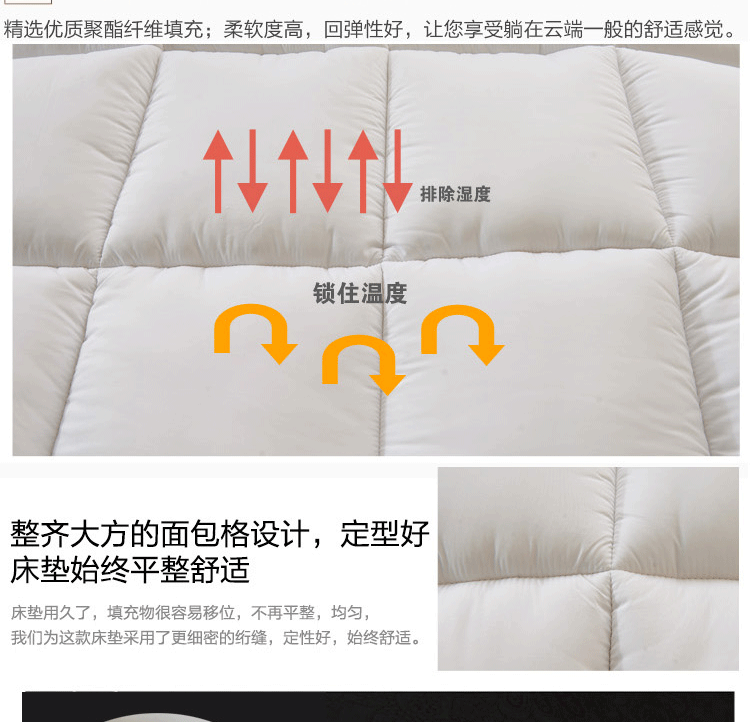 
                                        什月谛 羽丝绒床褥单双人加大加厚可折叠榻榻米床垫子 白色标准5cm 90cm*200cm                