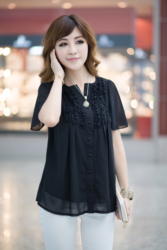 2015 summer new women with thick MM and indeed increase code snow woven shirts girls summer short-sleeved Korean loose video thin ice woven shirts cuff in the T-shirt T-shirt black short-sleeved XXXXL pictures, price, brand platters! Elections are good character, the national distribution, so why buy now enjoy more preferential! Health