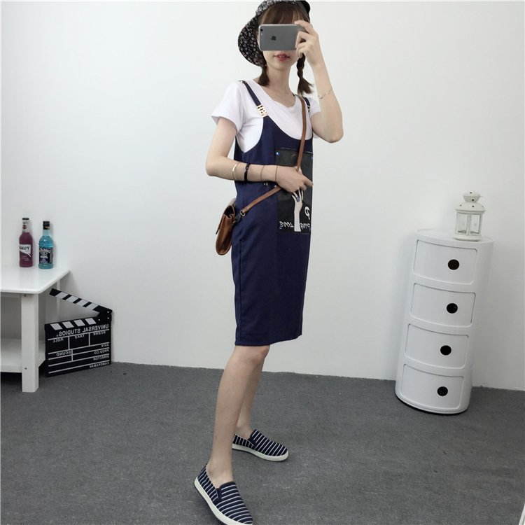 时尚潮流休闲百搭名媛简约甜美学院风美女头像连衣裙两件套夏吊带裙