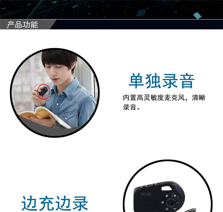 高清微型摄像机随身携带插卡式相机 声相同步微型监控摄像机 自拍摄像机迷你DV内置电池录音笔 HD55 内置电池 WIFI版 标配+32G卡