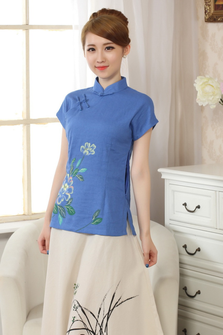 The frequency response, Ms. Tang Women's clothes summer wear T-shirt, cotton for the hand-painted Chinese Han-female improved Tang replace short-sleeve - A dark 2 XL pictures, price, brand platters! Elections are good character, the national distribution, so why buy now enjoy more preferential! Health