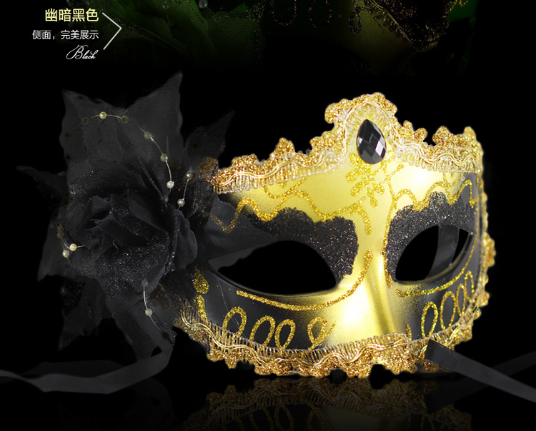 
                                        仕彩 万圣节舞会面具女半脸性感公主情趣化妆面具男舞会儿童大人 珠链玫瑰紫色                