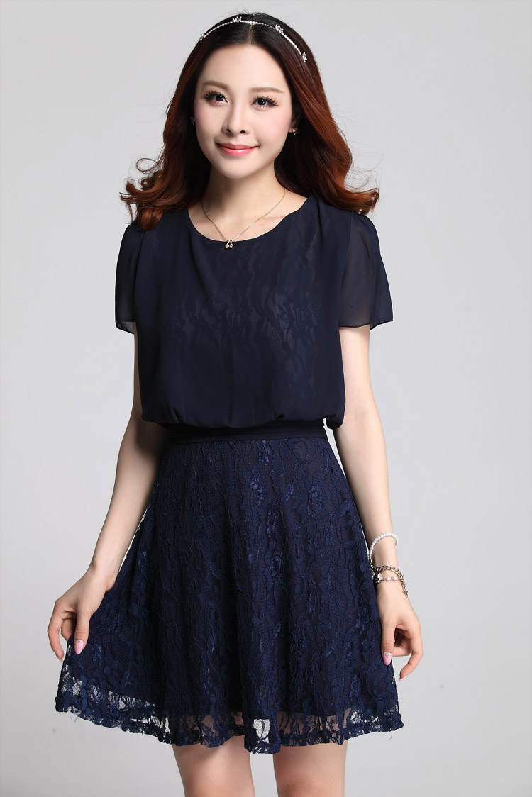 C.o.d. 2015 Summer new stylish classic Korean leisure temperament xl thick MM Sau San lace leave two chiffon short-sleeved black skirt XXXL picture, prices, brand platters! The elections are supplied in the national character of distribution, so action, buy now enjoy more preferential! As soon as possible.