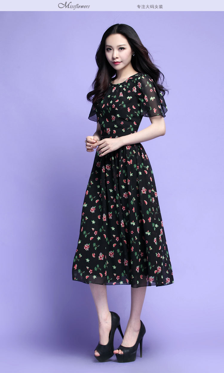 C.o.d. 2015 Summer new stylish casual temperament classic thick MM heavy code code chiffon dresses summer large floral skirt black skirt XL Photo, prices, brand platters! The elections are supplied in the national character of distribution, so action, buy now enjoy more preferential! As soon as possible.