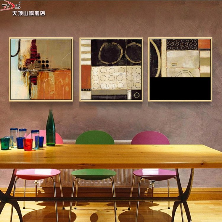 
                                        天顶山 现代简约美式客厅背景墙装饰画抽象画卧室床头画挂画餐厅玄关壁画书房壁画三联画有框画 A款三联 60X60CM                