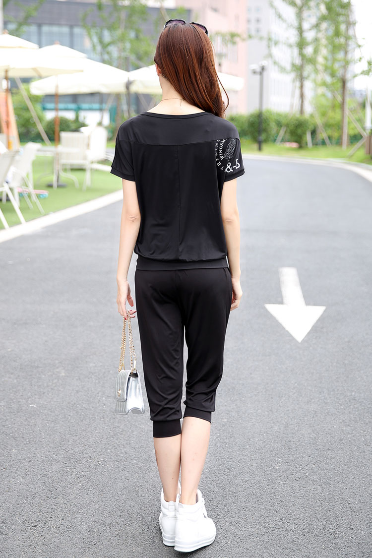 Wing Yi Lian 2015 summer new Korean version leisure large code female short-sleeve T shirts, Yi campaign kit two-piece black 4XL weight 165 - 190 Jack pictures, price, brand platters! Elections are good character, the national distribution, so why buy now enjoy more preferential! Health