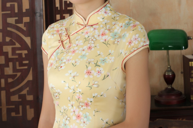 The bandwidth, cheongsam Chinese dresses new summer elegance Chinese qipao Chinese graphics thin short cheongsam yellow 2XL pictures, price, brand platters! Elections are good character, the national distribution, so why buy now enjoy more preferential! Health