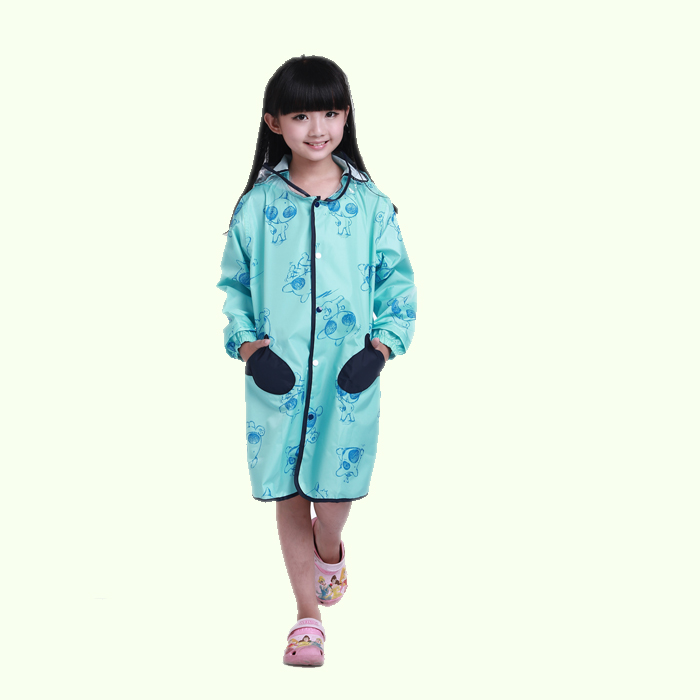 物有物语 儿童雨衣 女 时尚女童波点无气味环保学生男童雨披 浅蓝色 XL