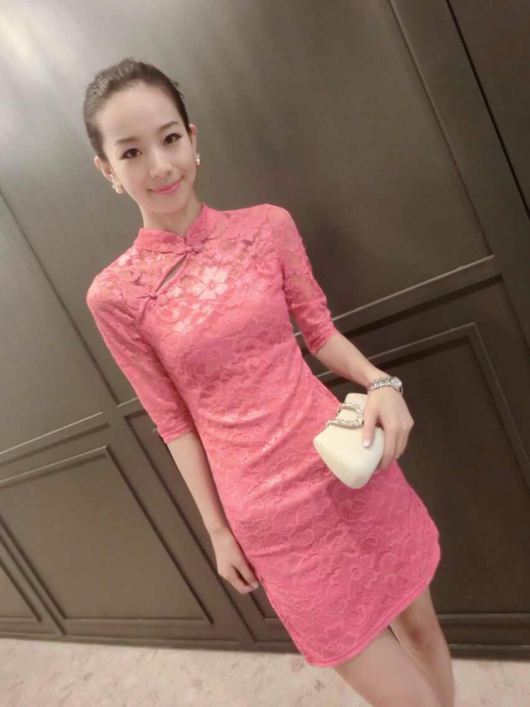 and aviation-ting 2015 European site new lace beauty graphics thin cheongsam dress pink XL pictures, price, brand platters! Elections are good character, the national distribution, so why buy now enjoy more preferential! Health