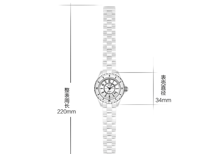 微品多手表女款石英表潮流时尚陶瓷白色手表韩版中学生女表休闲防水创意礼品送朋友 白色数字