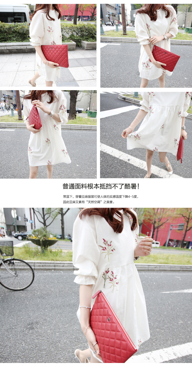 Auberge summer 2015 Korean version of the new skirt, very casual College wind 5 cuff the code has been and embroidery dresses female white 3 XL pictures, price, brand platters! Elections are good character, the national distribution, so why buy now enjoy more preferential! Health