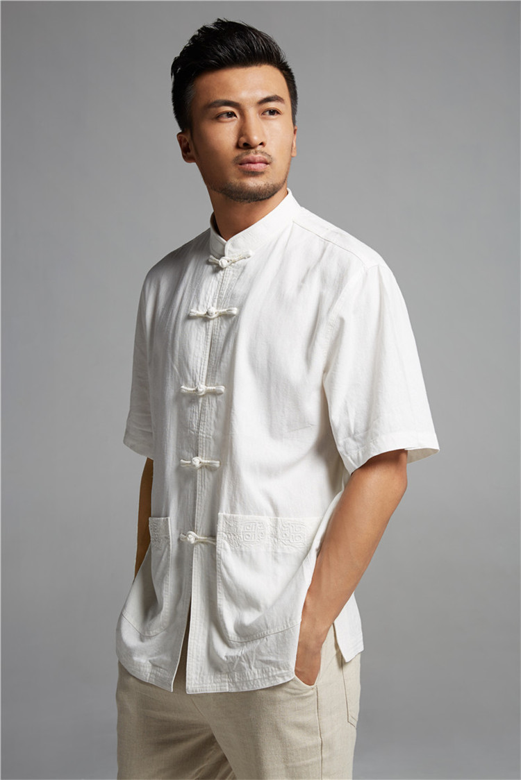 De-tong 100 good cotton Ma Man Tang with white short-sleeved shirt Chinese leisure male Chinese wind 2015 summer white XXXL pictures, price, brand platters! Elections are good character, the national distribution, so why buy now enjoy more preferential! Health