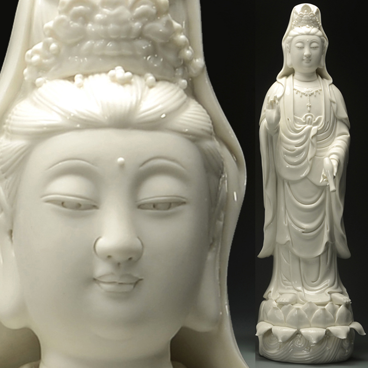 
                                        力峰 德化陶瓷观音菩萨佛像观世音送子观音家饰家居装饰品工艺品摆件摆设品风水人物瓷器摆饰 16寸白色                