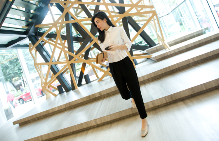 纳兰慕容2015韩版潮 胖MM加大码显瘦九分休闲西装哈伦裤 长裤女宽松小脚18166 黑色 XXL