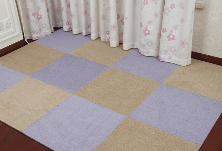 
                                        NEEU短绒面客厅卧室地毯 家用拼接地垫地毯儿童学步爬爬垫60x60x1cm1片装 天蓝色                