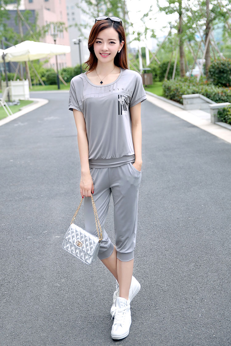 Wing Yi Lian 2015 summer new Korean version leisure large code female short-sleeve T shirts, Yi campaign kit two-piece black 4XL weight 165 - 190 Jack pictures, price, brand platters! Elections are good character, the national distribution, so why buy now enjoy more preferential! Health