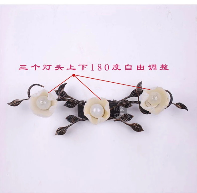壁灯镜前灯欧式灯 乡村花草铁艺镜前灯 三头 壁灯 铁艺灯 B56003(b)