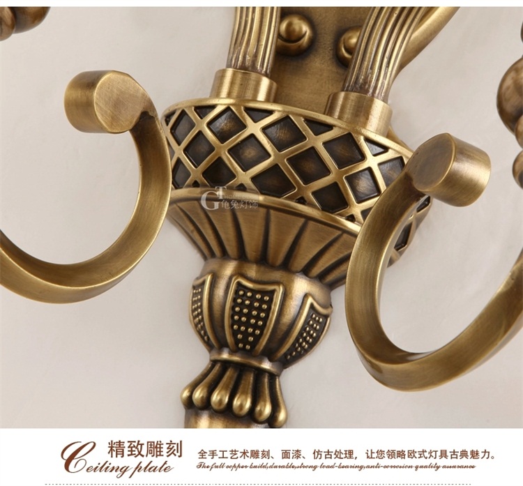 美式壁灯全铜壁灯 欧式壁灯美式地中海简约床头灯双头壁灯NB8530<a>