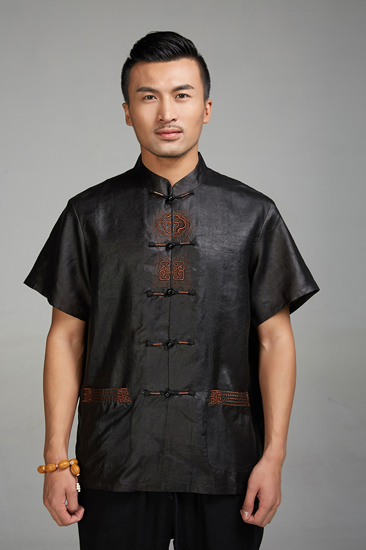 De-Tong Ming Kum 2015 Hong Kong cloud yarn men's short-sleeved Chinese Chinese-snap embroidery shirt China wind and bead tie XXXL pictures, price, brand platters! Elections are good character, the national distribution, so why buy now enjoy more preferential! Health