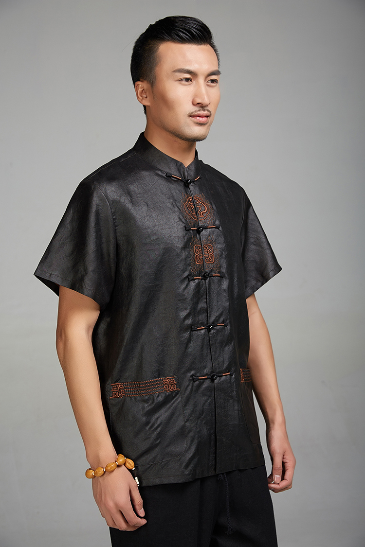 Fudo Tak Ming Kum -cloud yarn 2015 men's short-sleeved Tang Dynasty Chinese Disc detained embroidery shirt China wind men detained XXXL beads picture, prices, brand platters! The elections are supplied in the national character of distribution, so action, buy now enjoy more preferential! As soon as possible.