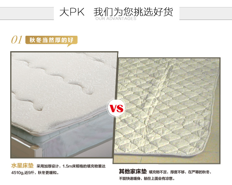 
                                        水星家纺 负离子蚕丝加厚床垫 1米5/1米8 床上用品 实物拍摄 180*200cm                
