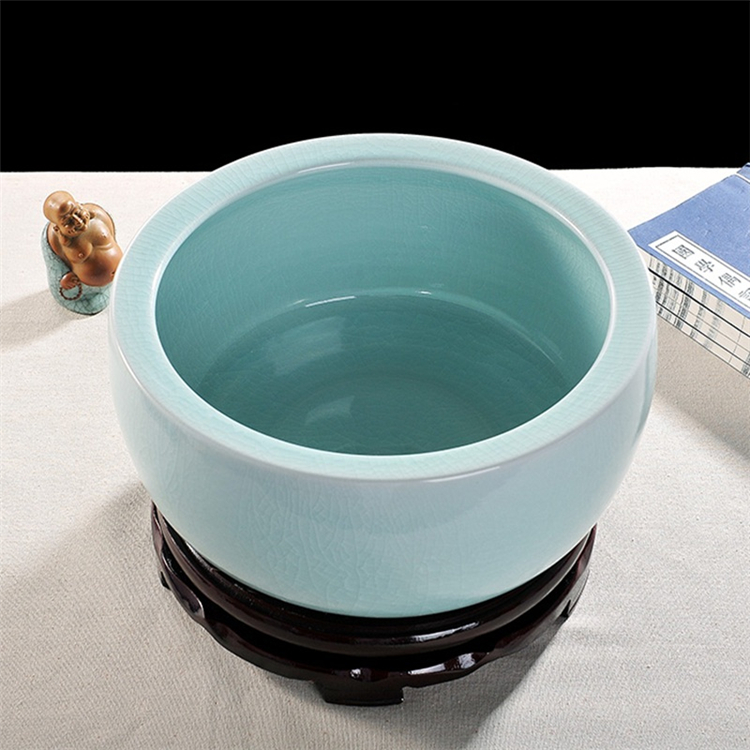 
                                        景烨 景德镇创意颜色釉窑变陶瓷鱼缸莲花缸瓷器摆件 C款蓝梦300件                
