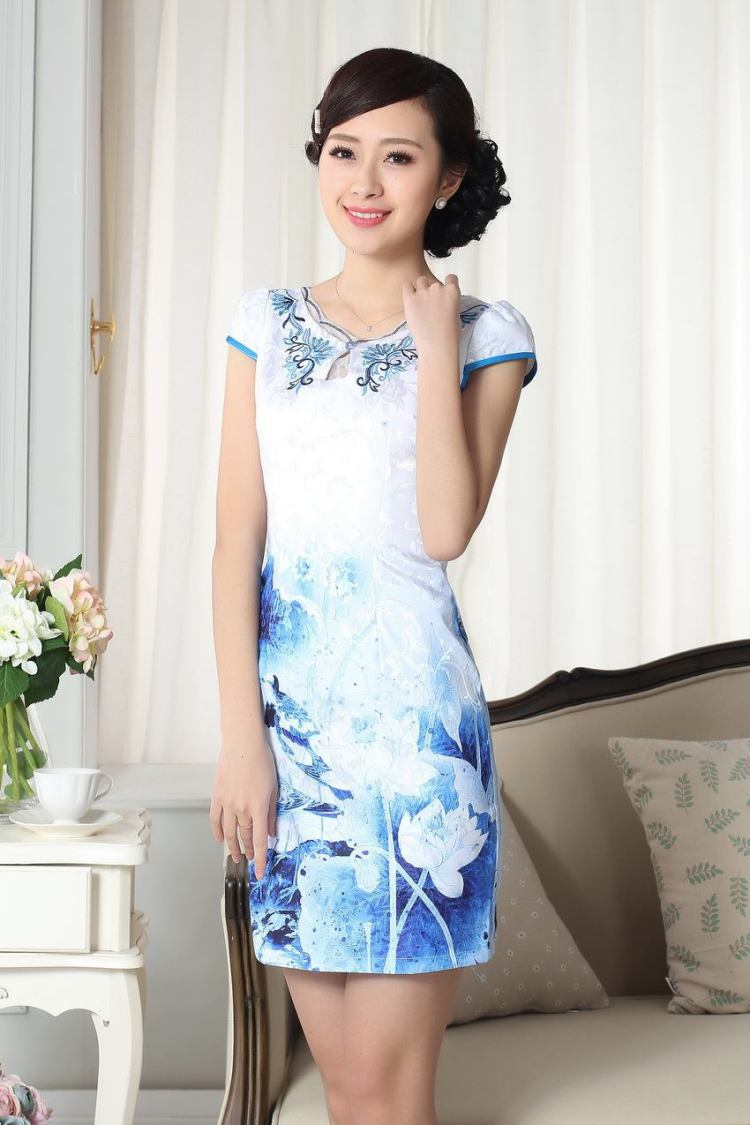 For Pont Sondé Diane summer women's clothing elegance new Chinese qipao improved graphics thin short cheongsam picture color XXL pictures, price, brand platters! Elections are good character, the national distribution, so why buy now enjoy more preferential! Health