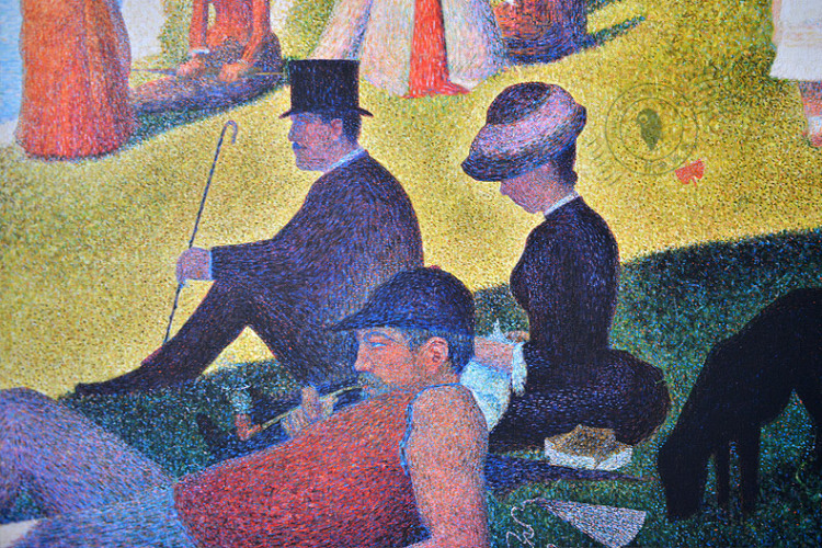 
                                        仟象映画 修拉 大碗岛的星期天 客厅餐厅卧室欧式装饰画壁画挂画 白色框 138*93cm                
