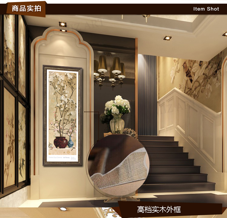 名帛家居 欧美式装饰画 客厅装饰画卧室风景画 玄关挂画 餐厅壁画 花卉有框画书房油画白梅花