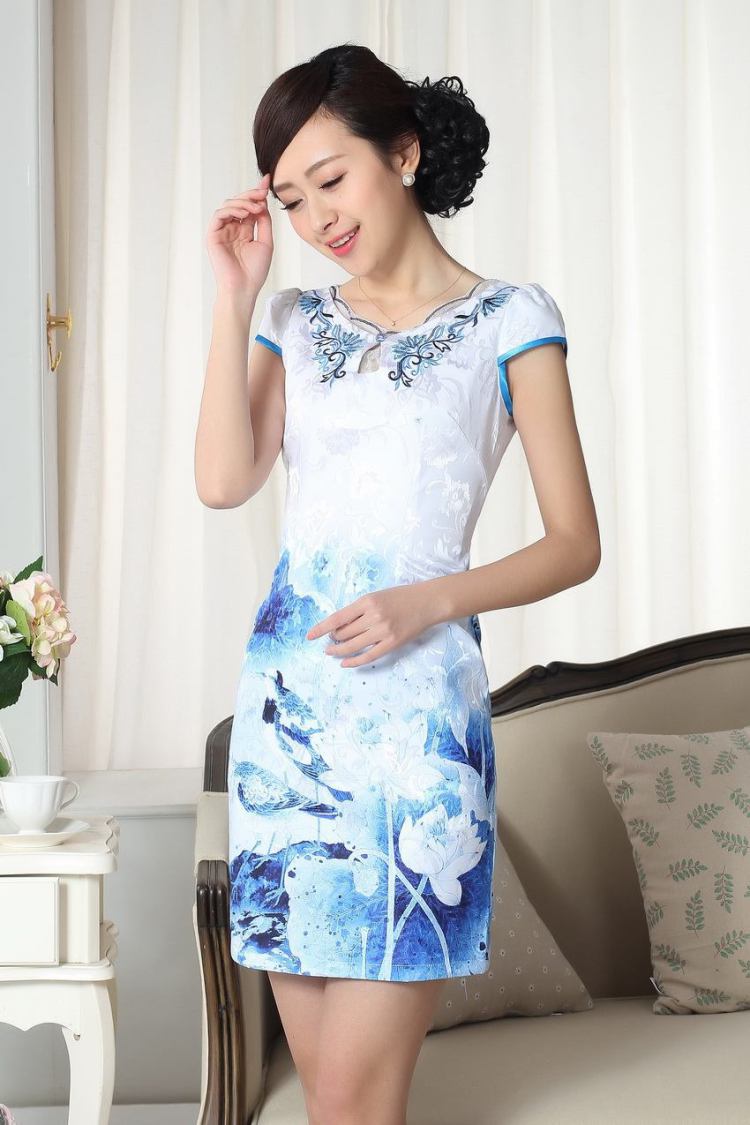 For Pont Sondé Diane summer women's clothing elegance new Chinese qipao improved graphics thin short cheongsam picture color XXL pictures, price, brand platters! Elections are good character, the national distribution, so why buy now enjoy more preferential! Health