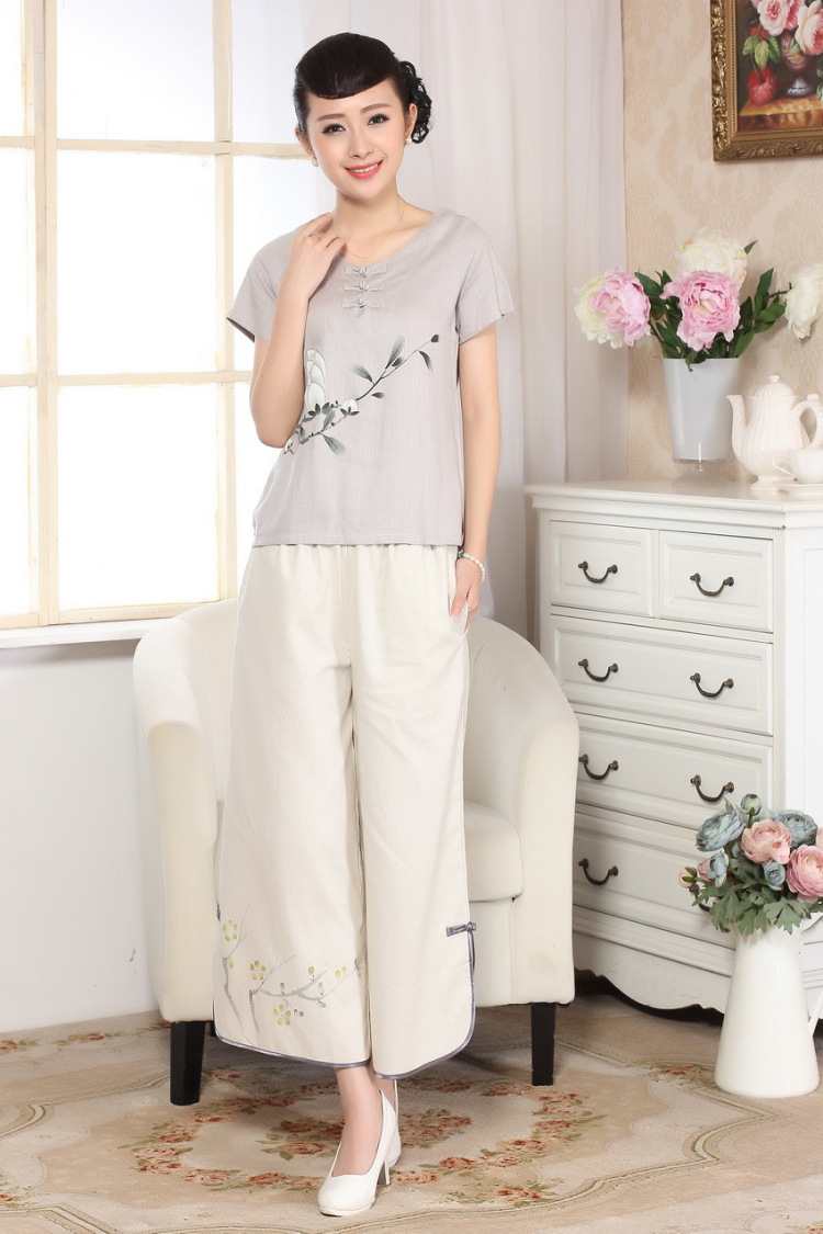 The frequency response, Ms. Tang Women's clothes summer T-shirt short-sleeved cotton Ma hand-painted shirt ethnic wind women A gray 2 XL pictures, price, brand platters! Elections are good character, the national distribution, so why buy now enjoy more preferential! Health