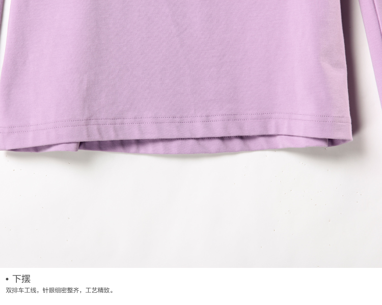 淑女屋2015年春新款紫色圆领玫瑰花扎花女式修身长袖棉针织衫 灰紫 155/S