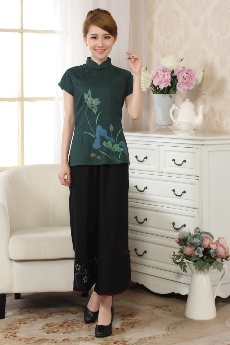 The frequency response, Ms. Tang Women's clothes summer wear T-shirt, cotton for the hand-painted Chinese Han-female improved Tang replace short-sleeve - A dark 2 XL pictures, price, brand platters! Elections are good character, the national distribution, so why buy now enjoy more preferential! Health