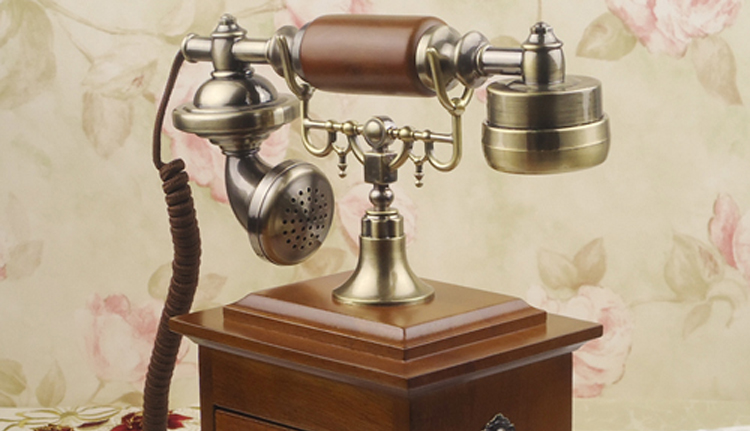 
                                        欧式电话机实木仿古电话机座机电话时尚创意复古电话机 布绳话筒线背光免提版实木                