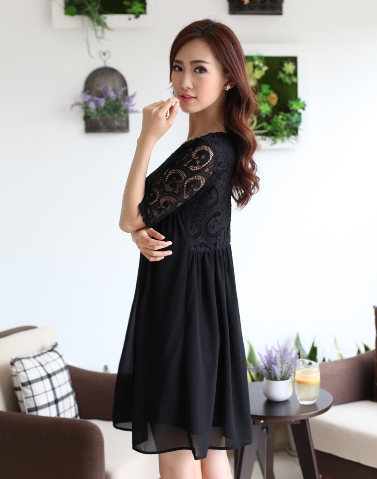 Yi Li Xuan 2015 summer new thick MM the fat and pregnant women with skirt lace stitching snow woven large code dresses female black 4 XL pictures, price, brand platters! Elections are good character, the national distribution, so why buy now enjoy more preferential! Health