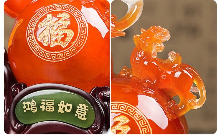 【福禄招财】招财客厅葫芦貔貅摆件 家居装饰品办公室工艺摆件 风水创意 开业结婚礼品 大号 绿葫芦