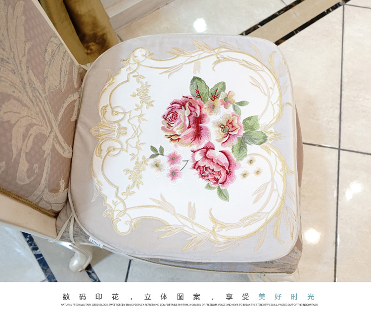 avigers 中式清新餐椅垫中式餐桌坐垫 幻彩花-浅烟灰色底 42X45cm